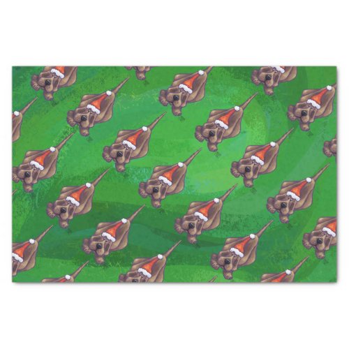 Hound Dog Christmas On Green Tissue Paper