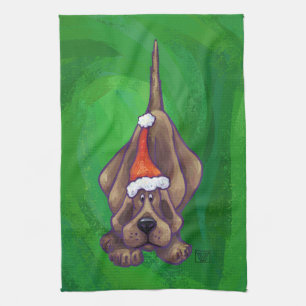 Hound Dog Christmas On Green Towel