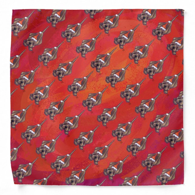 Hound Dog Christmas On Red Bandana (Front)