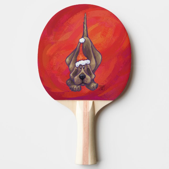 Hound Dog Christmas On Red Ping-Pong Paddle (Front)