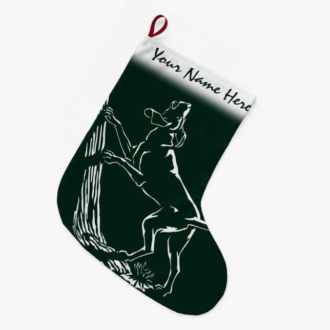 Hound Dog Christmas Stocking Customized Stockings (Front (Hanging))