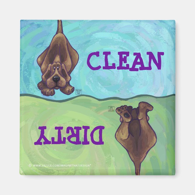Hound Dog Clean Dirty Dishwasher Magnet (Front)