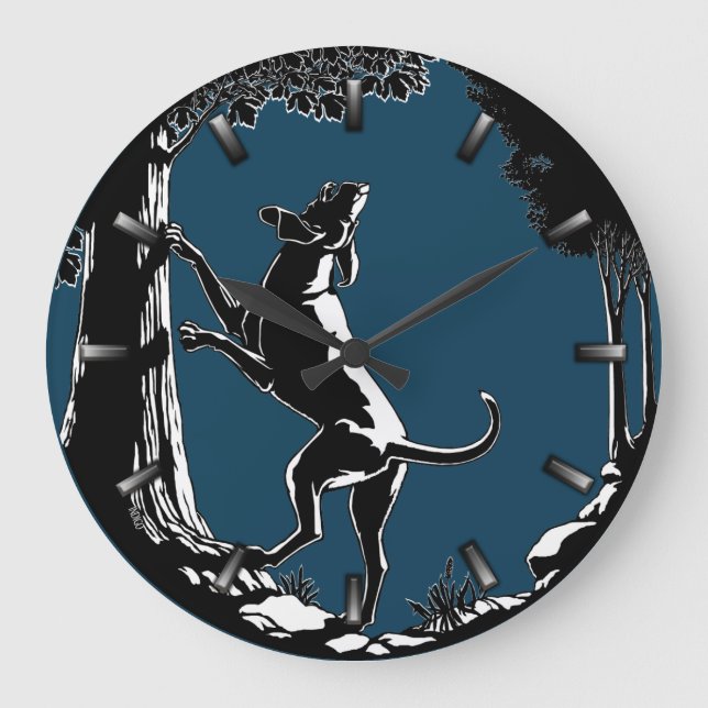 Hound Dog Clock Hunting Dog Art Wall Clock (Front)