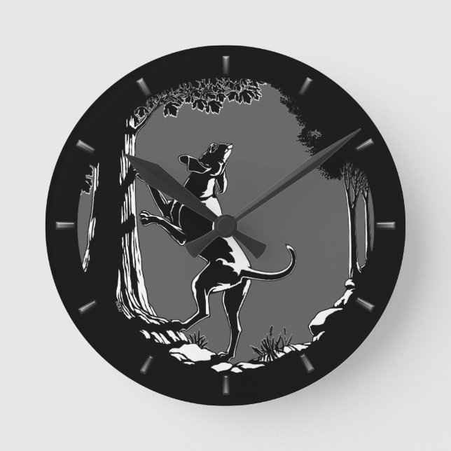 Hound Dog Clock Hunting Dog Art Wall Clock (Front)