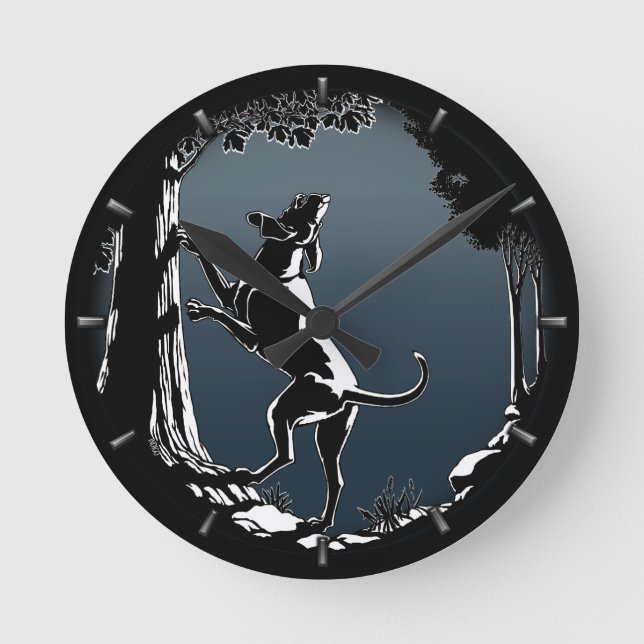Hound Dog Clock Hunting Dog Art Wall Clock (Front)