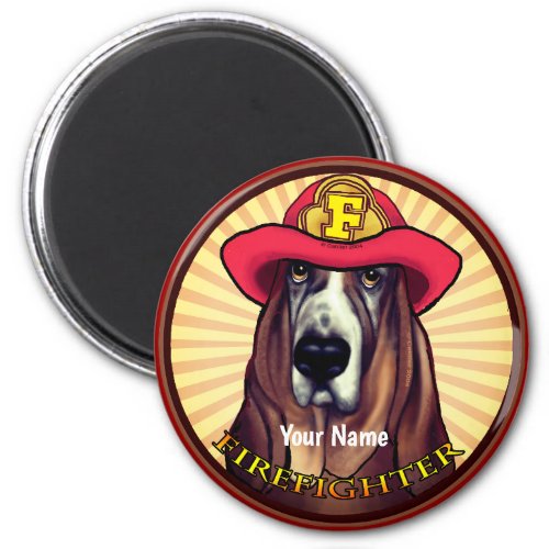 Hound Dog  Firefighter custom name magnet