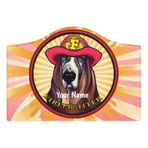 Hound Dog Firefighter Door Sign