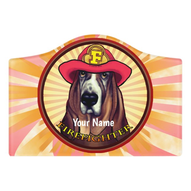 Hound Dog Firefighter  Door Sign (Small Crest Front)