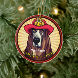 Hound Dog Firefighter ornament