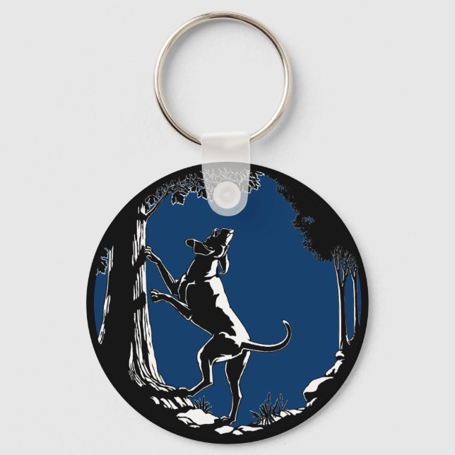 Hound Dog Keychain Hunting Dog Art Keychains (Front)