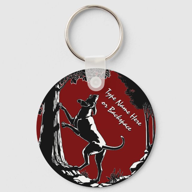 Hound Dog Keychain Personalized Hunting Dog Gift (Front)