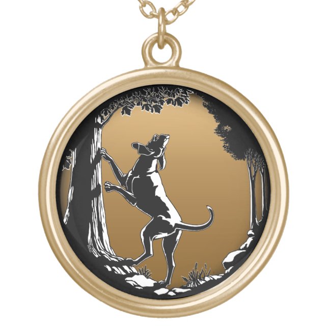 Hound Dog Necklace  Hunting Dog Art Jewelry Gifts (Front)