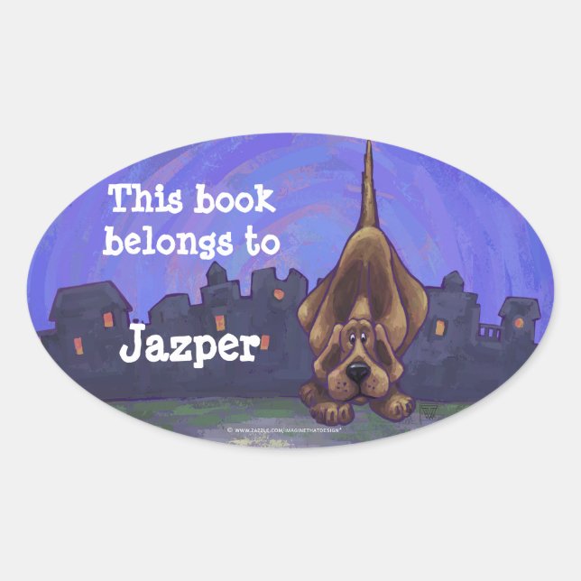 Hound Dog Stationery Oval Sticker (Front)