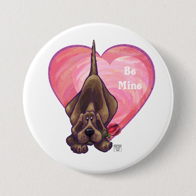 Hound Dog Valentine's Day Button (Front)