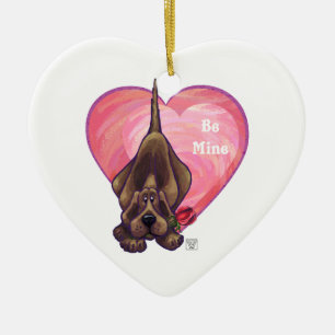 Hound Dog Valentine's Day Ceramic Ornament