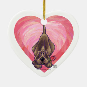 Hound Dog Valentine's Day Ceramic Ornament