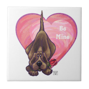 Hound Dog Valentine's Day Ceramic Tile