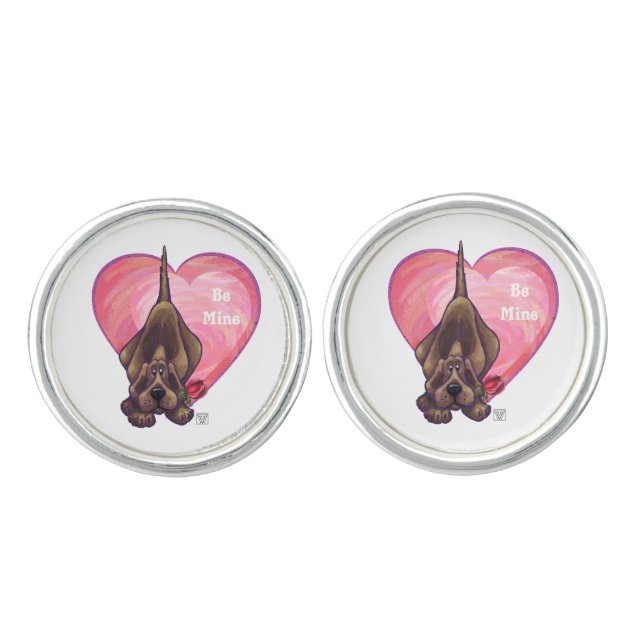 Hound Dog Valentine's Day Cufflinks (Front)