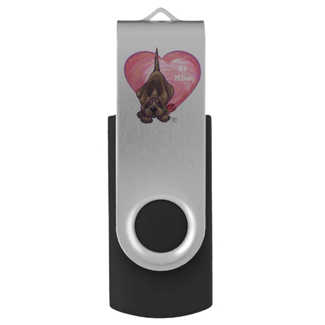 Hound Dog Valentine's Day Flash Drive (Front Vertical)