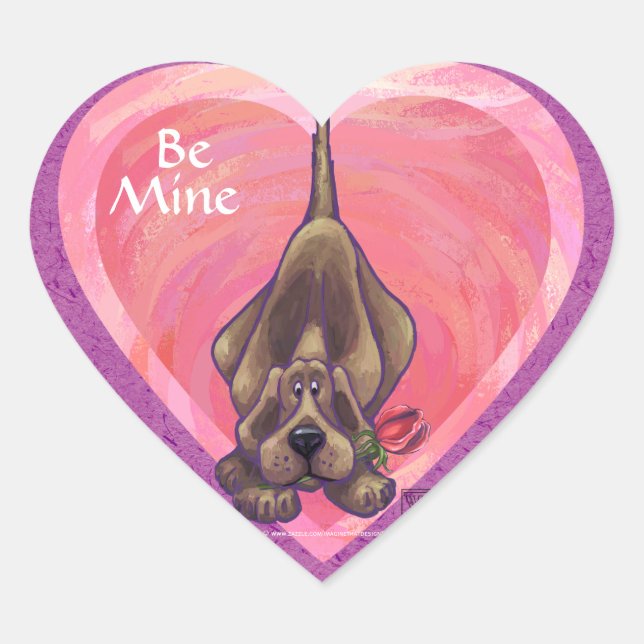 Hound Dog Valentine's Day Heart Sticker (Front)