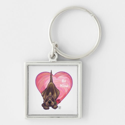 Hound Dog Valentines Day Keychain