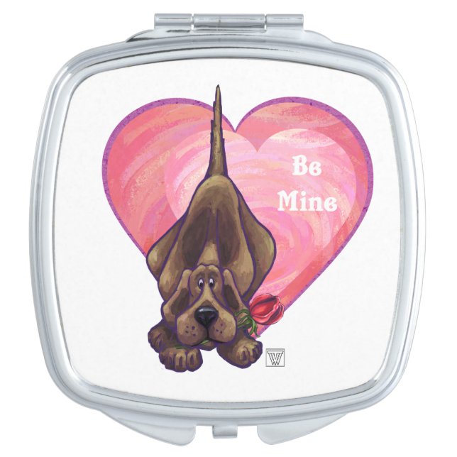 Hound Dog Valentine's Day Makeup Mirror (Front)