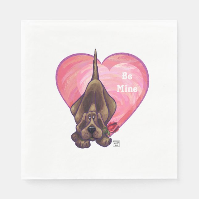Hound Dog Valentine's Day Paper Napkins (Front)