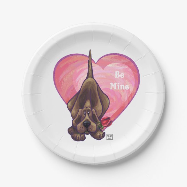 Hound Dog Valentine's Day Paper Plates (Front)