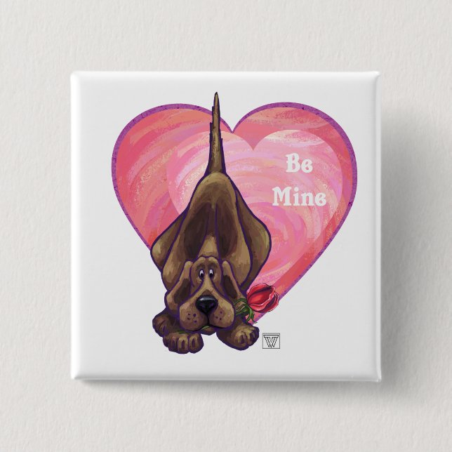 Hound Dog Valentine's Day Pinback Button (Front)
