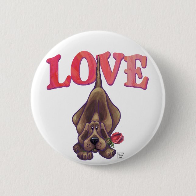 Hound Dog Valentine's Day Pinback Button (Front)