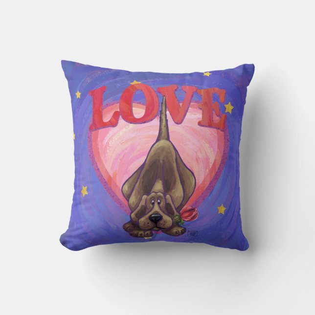 Hound Dog Valentine's Day Throw Pillow (Front)