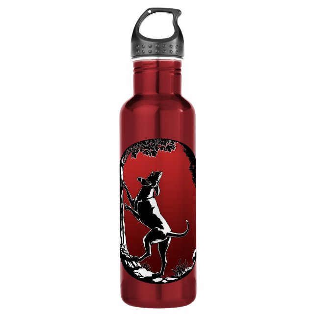 Hound Dog Water Bottle Hunting Dog Art Bottle (Front)
