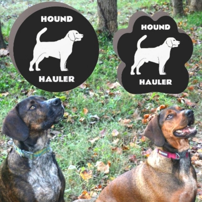 Hound Hauler Dog Silhouettes Black and White Car Magnet (Creator Uploaded)