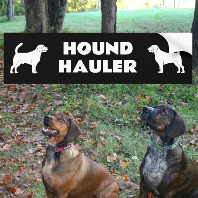 Hound Hauler Male and Female Dog Silhouettes Black Bumper Sticker (Creator Uploaded)