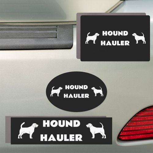 Hound Hauler Male and Female Dog Silhouettes Black Car Magnet