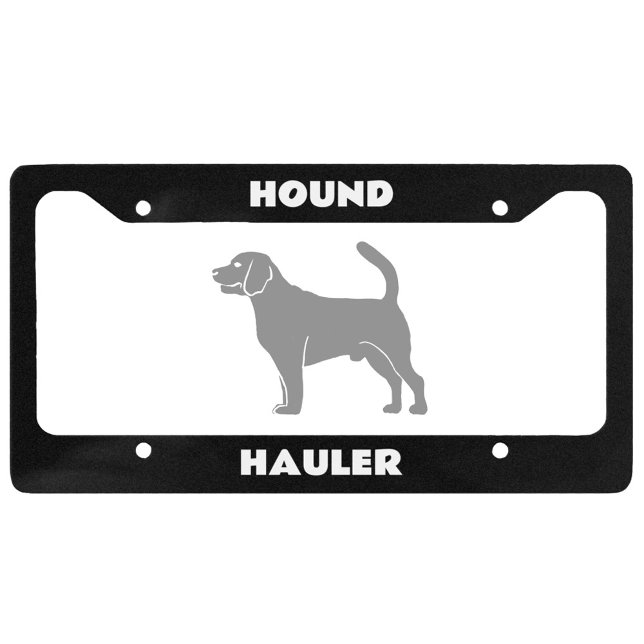 Hound Hauler White on Black License Plate Frame (Creator Uploaded)