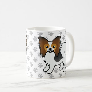 Hound Tricolor Papillon Cute Cartoon Dog &amp; Paws Coffee Mug