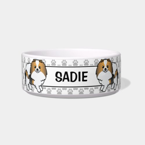 Hound Tricolor Pomeranian Cute Cartoon Dog  Name Bowl