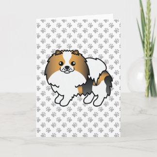 Hound Tricolor Pomeranian Cute Cartoon Dog &amp; Paws Card