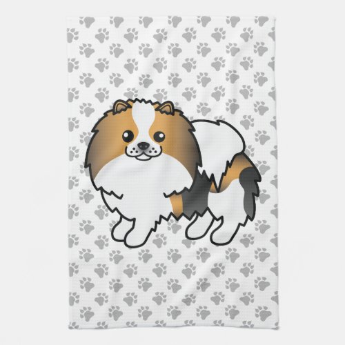 Hound Tricolor Pomeranian Cute Cartoon Dog  Paws Kitchen Towel