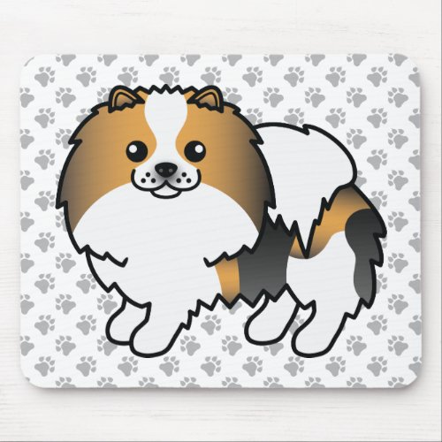 Hound Tricolor Pomeranian Cute Cartoon Dog  Paws Mouse Pad