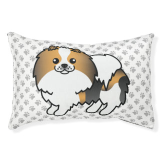 Hound Tricolor Pomeranian Cute Cartoon Dog &amp; Paws Pet Bed