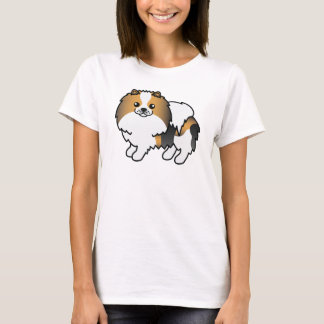 Hound Tricolor Pomeranian Cute Cartoon Dog T-Shirt