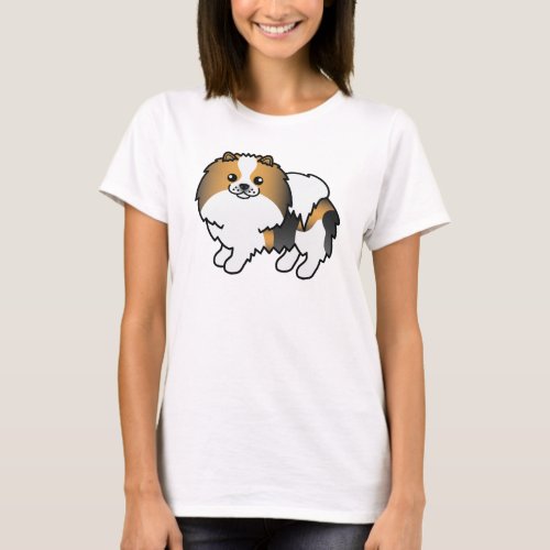 Hound Tricolor Pomeranian Cute Cartoon Dog T_Shirt