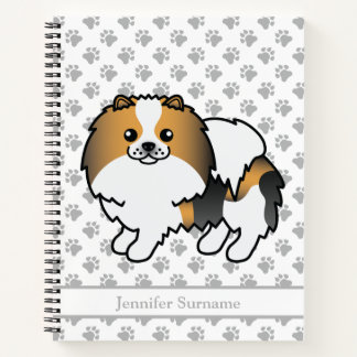 Hound Tricolor Pomeranian Cute Dog &amp; Custom Text Notebook