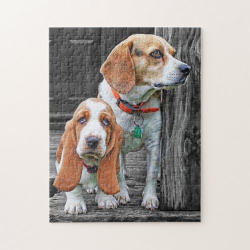 Houndie Buddies Beagle Basset Pup Jigsaw Puzzle