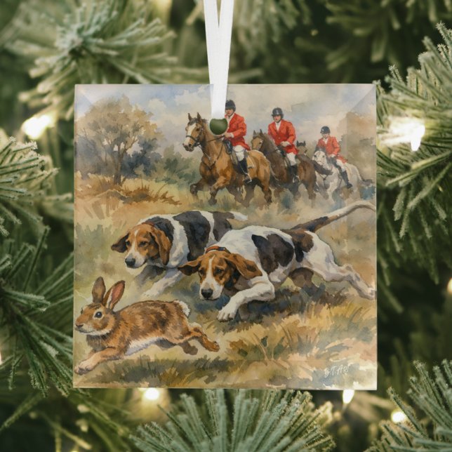 Hounds & Hare  Glass Ornament (Insitu)