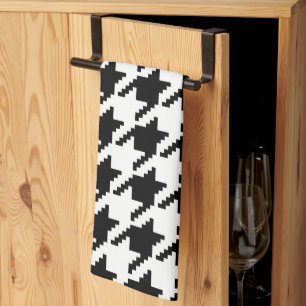 Hounds-tooth Black White Classic Weaving Pattern Towel