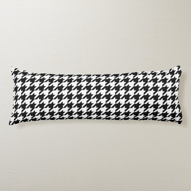 Hounds-tooth classic black white weaving pattern body pillow (Front)