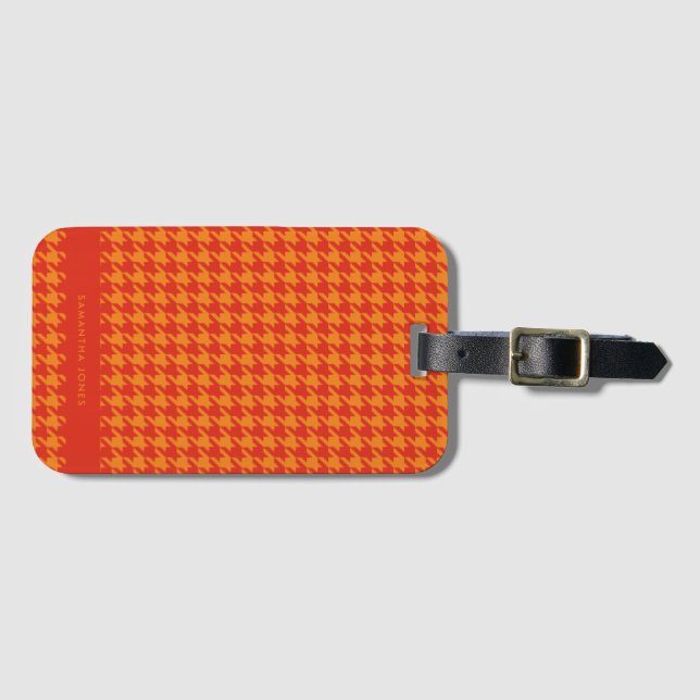 Hounds Tooth Personalized  Luggage Tag (Front Horizontal)